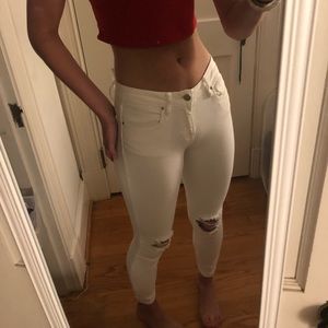 white ripped skinny jeans